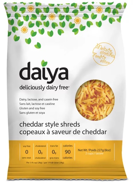 photo of daiya brand shredded vegan cheddar cheese plant-based cheese
