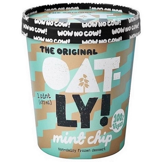 photo of oatly brand mint chip oat milk ice cream plant based ice cream