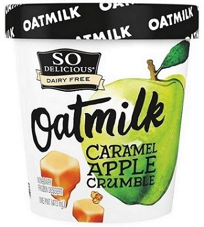 photo of so delicious brand caramel apple crumble oat milk ice cream plant based ice cream