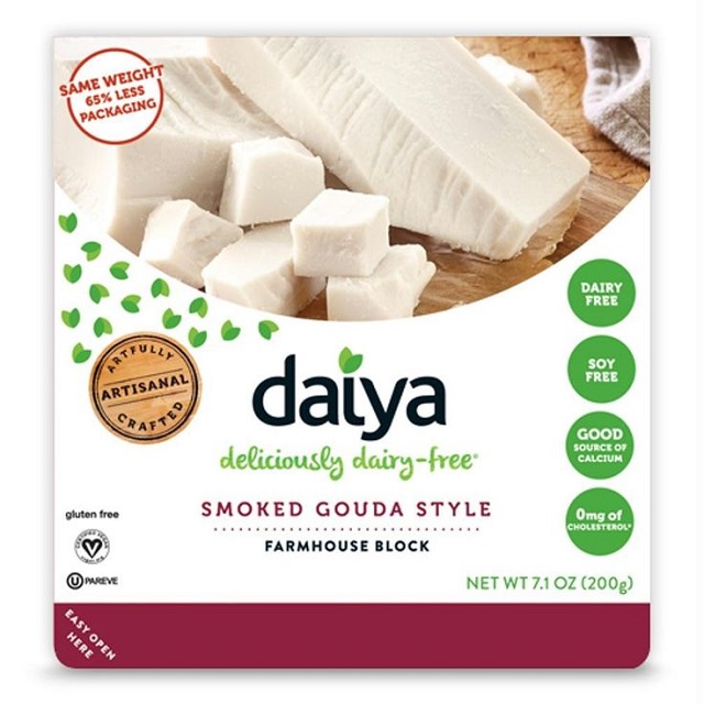 photo of daiya brand artisanal soy free vegan smoked gouda cheese plant based cheese