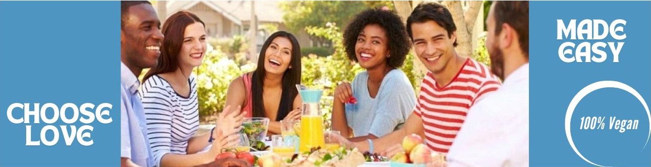 friends eating vegan food