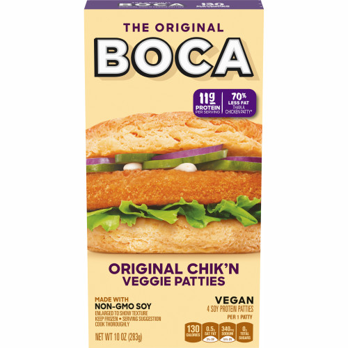 photo of boca brand non gmo vegan chicken plant based chicken