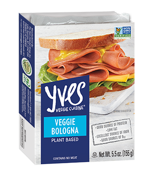 photo of yves brand non gmo vegan bologna deli slices plant based bologna deli slices