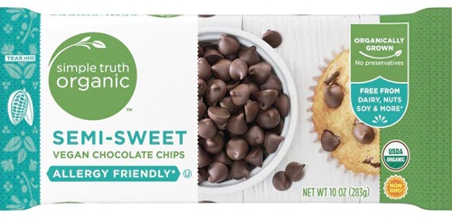 photo of simple truth organic brand semi sweet vegan chocolate chips semi sweet plant based vegan chocolate chips