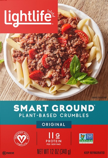 photo of lightlife brand vegan ground beef plant-based ground beef
