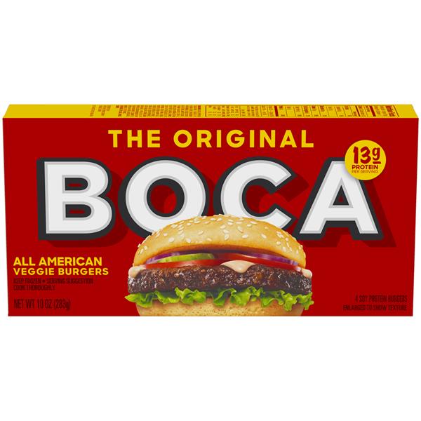 photo of boca brand vegan burger patties plant based burger pattie