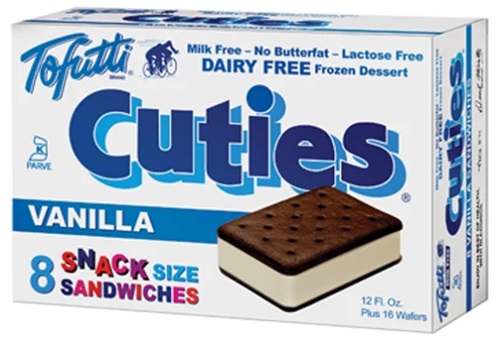photo of tofutti brand vanilla vegan ice cream sandwiches plant based ice cream sandwiches