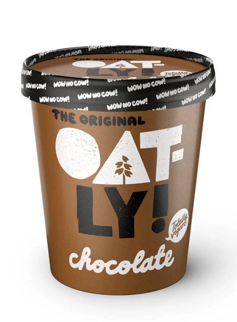 photo of oatly brand chocolate oat milk ice cream plant based ice cream