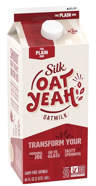 photo of silk brand certified B corporation non gmo oat milk plant based milk