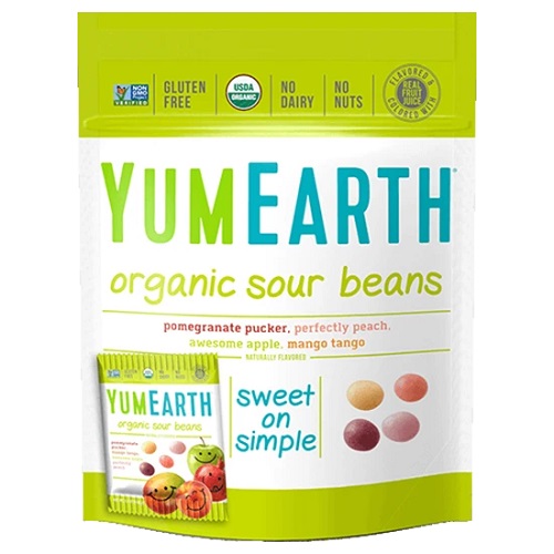 photo of yum earth brand organic vegan sour jelly beans organic plant based sour jelly beans
