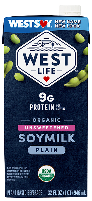 photo of west life brand organic soy milk plant based organic soy milk plant based milk