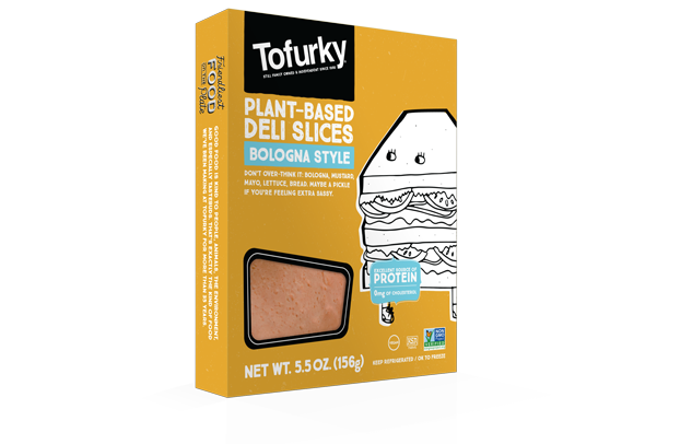 photo of tofurky brand non gmo vegan bologna deli slices plant-based bologna deli slices