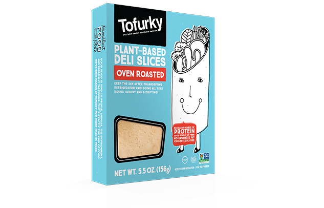 photo of tofurky brand non gmo oven roasted flavor vegan deli slices plant based deli slices
