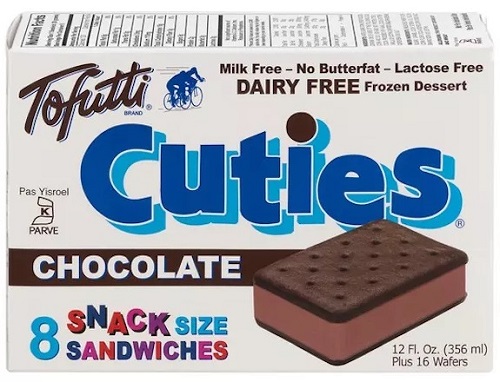 photo of tofutti brand chocolate vegan ice cream sandwiches plant based ice cream sandwiches