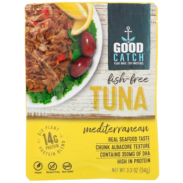 photo of good catch brand mediterranean flavor vegan tuna plant based tuna