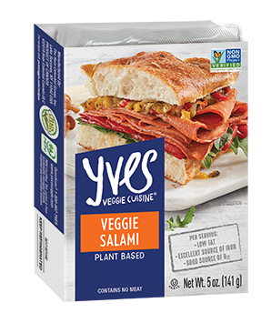 photo of yves brand vegan salami deli slices plant based salami deli slices